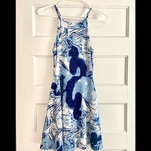 Aqua Blue Patterned Dress